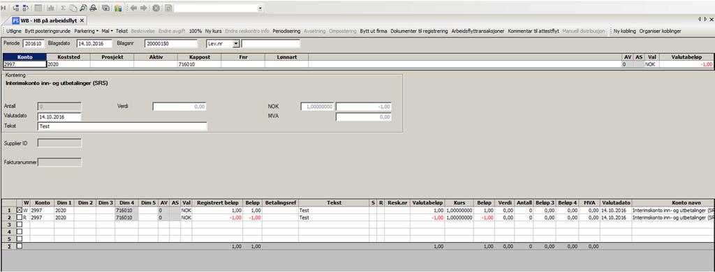 Hvordan behandle en avvist oppgave Avviste linjer vises med R foran (Rejected).