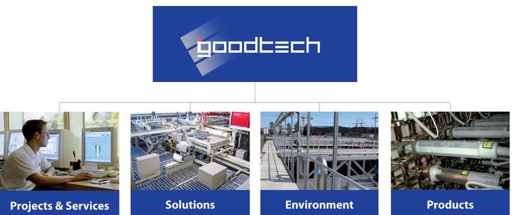 Dette er Goodtech Goodtech er et teknologikonsern som leverer prosjekter, tjenester og produkter innen elektro- og prosessteknikk, miljøteknikk og industriteknikk til energi, industri, infrastruktur,