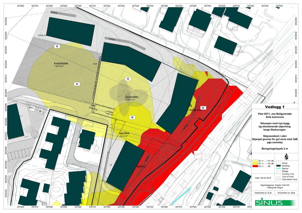 72 727 728 729 7 71 72 7 7 7 7 77 78 79 7 71 72 7 7 2 2 2 1 1 9 Vedlegg Plan 71, Joa Boligområde Sola kommune 9 8 1 Situasjon med nye bygg og eksisterende skjerming langs Nesbuvegen 7 Støysonekart,