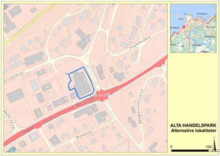 REGULERINGSPLAN FOR ALTA HANDELSPARK LOKALISERING 7 Bossekop Tomtealternativet i Bossekop er også Coop Finnmarks eiendom. Eiendommen er i underkant av 4 da. Tilstøtende arealer eies av kommunen.