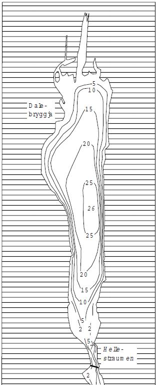 Dalevågen Det ble ikke samlet inn vannprøver i Dalevågen i forbindelse med undersøkelsene i 2015, men det ble tatt en hydrografisk profil ved det dypeste (figur 21) for å kunne sammenligne forholdene