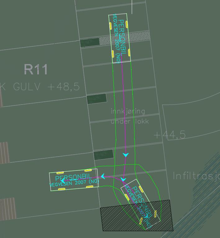 Foreslått forlengelse ved R11 (markert med svart hatch).