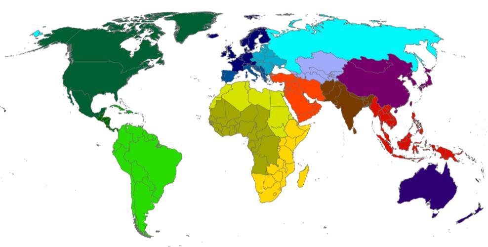 1.6 Innledning Geografisk inndeling Selskapene som er inkludert i denne rapporten har fått sin inntekt fordelt per land.