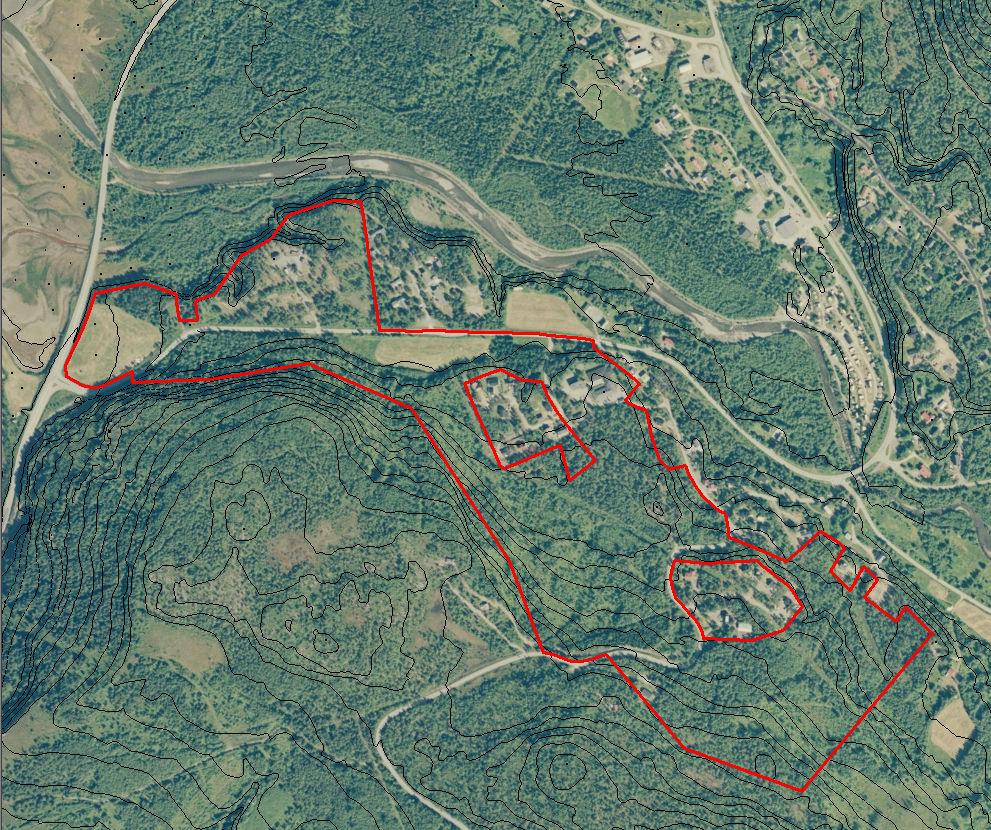 3. Beskrivelse av planområdet 3.1 Landskap Tegnforklaring Planavgrensning Underordnet landskapsrom Høydedrag Laveste punkt 10 moh. Høyeste punkt 80 moh. Figur 2 Landskapsinformasjon.