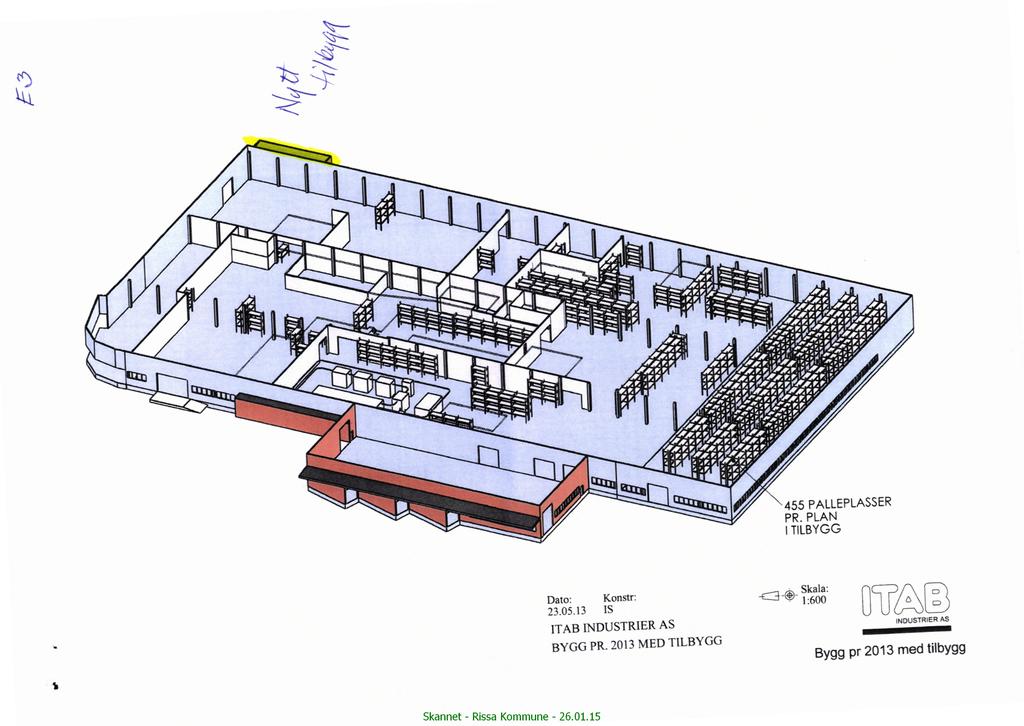 «W,/ M Hæ f 87.Kl W/77 l Y. x:":: s v.\v,.... E,nå _) AIJ In hum 455 PALLEPLASSER PR. PLAN I TILBYGG i Dato: Konstr: 23.