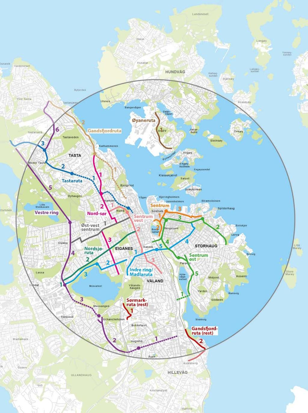 Innspill til tiltak i Stavanger «Rest» Sørmarksruta og Gandsfjordruta Tastaruta Byfjordruta Øyaneruta