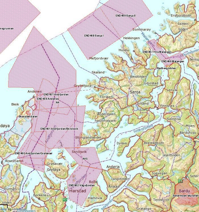 Forsvarets skyte- og øvingsfelt 1450 km 2 skytefelt i planområde Tilsvarer