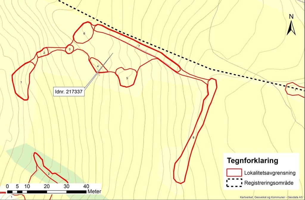 Idnr 217337. Rydningsrøyslokalitet fra nyere tid på Melby gbnr.