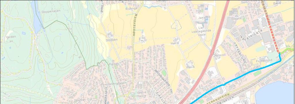 UTREDNING 99 (122) 1. REGISTRERING Den prioriterte strekningen går fra Drammen sentrum via rundkjøringen på Brakerøya til Amtmannsvingen.