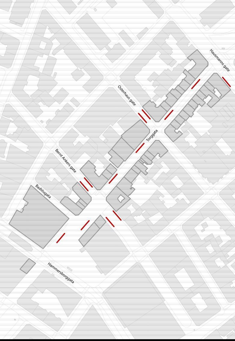 Figur 5.21 viser hvor i gateløpet kjøretøyene benyttet for vareleveranse står plassert.