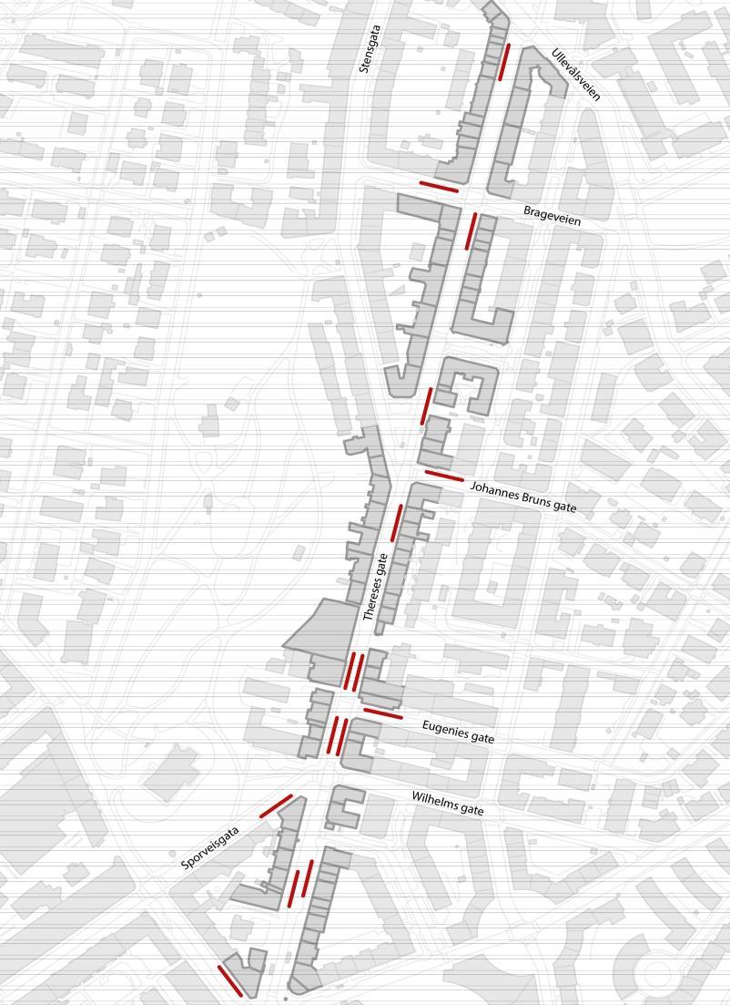 Figur 5.81 viser hvor i gateløpet kjøretøyene benyttet for vareleveranse står plassert.