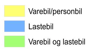 Kategoriene anslår antall stopp/ dag for de ulike mottakerne. Grå farge viser mottak uten data.