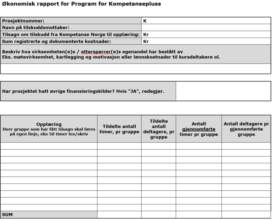 Rapportering - økonomisk rapport Husk at rapporten alltid skal signeres av TO personer daglig leder og