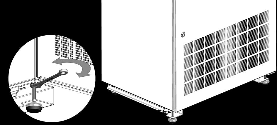 .. Ventilasjonsanlegg Montere AM 900. Demonter anleggets fotlist.. Hev anlegget på dets fire høydejusterbare maskinføtter. OBS!