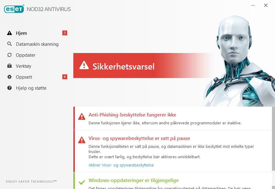 Hva må gjøres hvis programmet ikke fungerer som det skal? Hvis en aktivert beskyttelsesmodul fungerer som den skal, vil beskyttelsesstatusikonet være grønt.