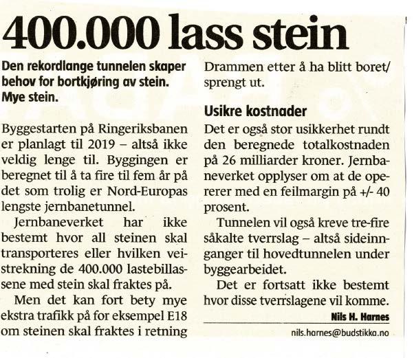 180 m 2 Totalt uttak av masser: 4 400 000 pfm 3, eller ca.