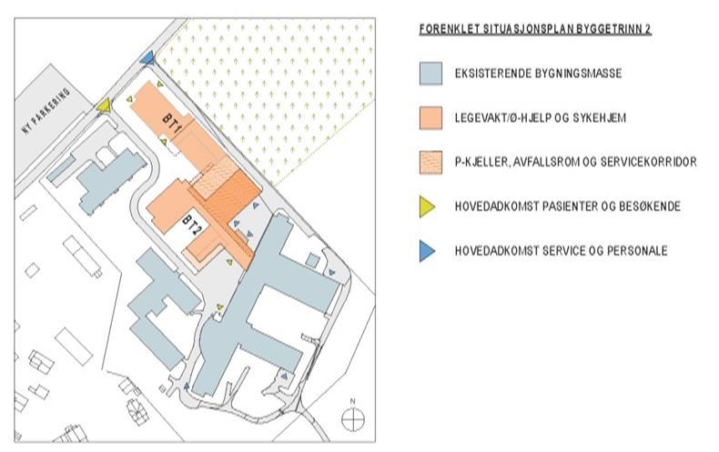 Figur 3 Forenklet situasjonsplan BT2 2.3. MILJØMÅL Miljømål for prosjektet er satt opp med utgangspunkt i Energi- og klimaplan for Øvre Eiker kommune vedtatt i kommunestyret 17. juni 2009.