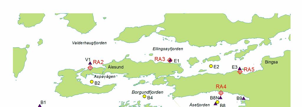 2.2 Vannkvalitet Undersøkelsen foregikk i tidsrommet 16.10.2003-24.8.2004 og det ble innsamlet prøver på 16 stasjoner (Figur 2) ved 11 tidspunkt (Tabell 1).