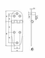 HENGSLER HENGSEL AVRUNDET 43 + 116 Rustfritt stål Høyde 55 mm Bredde 43 +