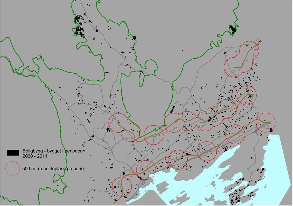 Boligbygging perioden 2000-2011 Kun ca 30% av boligbyggingen innenfor