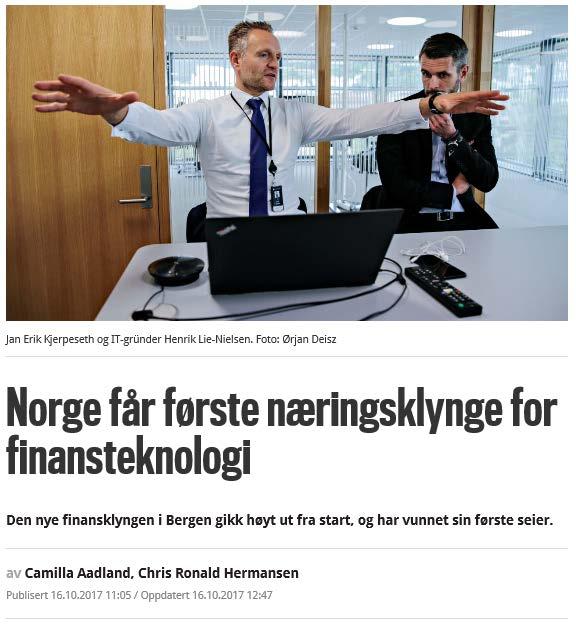 KLYNGESTATUS TIL «FINANCE INNOVATION» - Har nå fått Arena-status, og