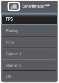 3. Bildeoptimering Klikk -ikonet eller på SmartKeypad, så vil Smartimage GAME -menyen dukke opp på skjermen, og forbli på Gamer1 eller Gamer2 som du har valgt.