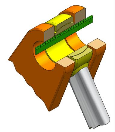 3/ Insert the pin. The end surface of the pin should be flush with the support, as shown. Sett inn bolten.