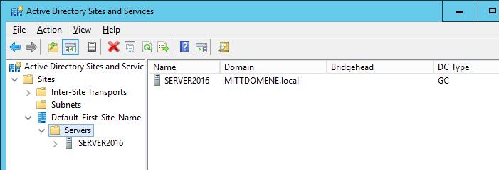 Administrasjonsverktøy i AD DS Server Manager - Tools Active Directory Administrative Center