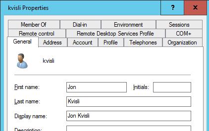 ) 6105 Windows Server og datanett Jon Kvisli, HSN Katalogtjenesten Active Directory- 13 AD objektene har egenskaper