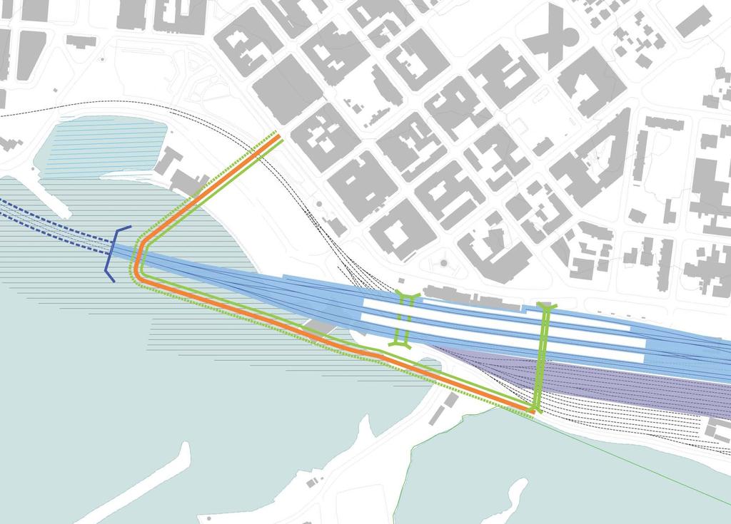 2 K1 Nytt vei- og gatenett Hamarbukta Ny jernbane Eksisterende jernbane som opprettholdes Ny/omlagt gang- og