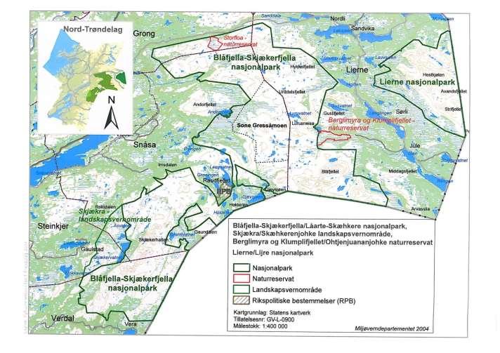 1. Bakgrunn Blåfjella-Skjækerfjella/Låarte-Skæhkere nasjonalpark, Lierne/Lijre najsonalpark, Skjækra/Skæhkerenjohke landskapsvernområde og Berglia og Klumplifjellet/Ohtjenjuananjohke naturreservat