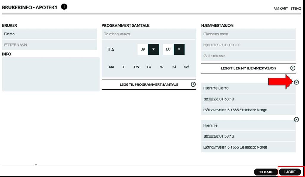 Skjermbilde 44 Legg inn den nye hjemmeadressen Det vil nå ligge to adresser i adresselisten.