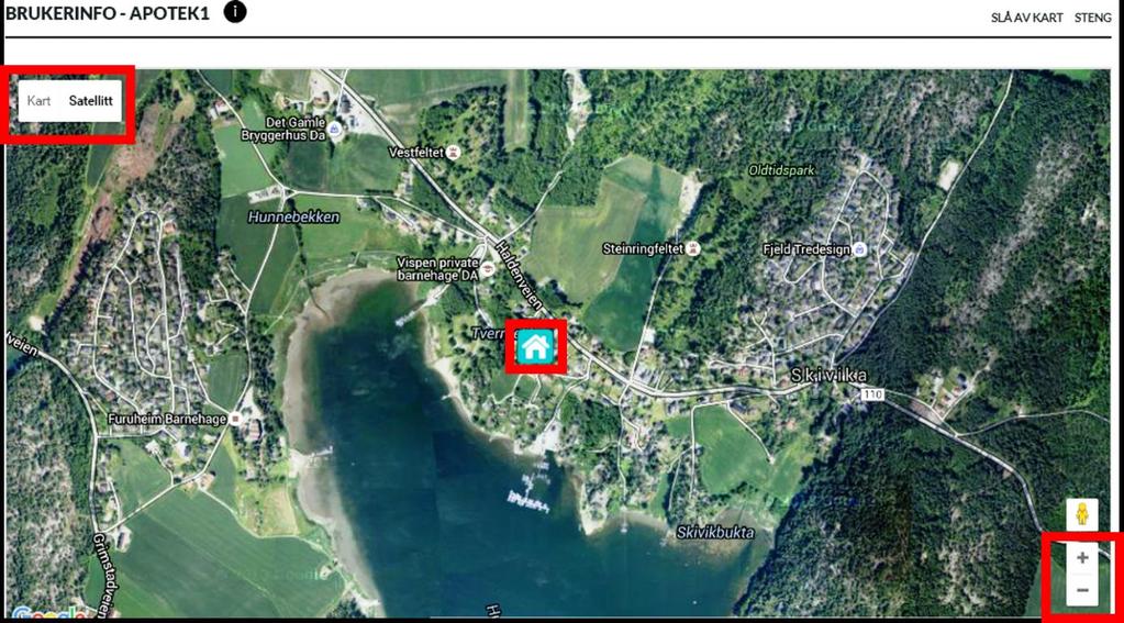 Skjermbilde 46 Se hjemmeadressen i kartet Bruk + og tastene på tastaturet for å zoome inn eller ut på kartet.
