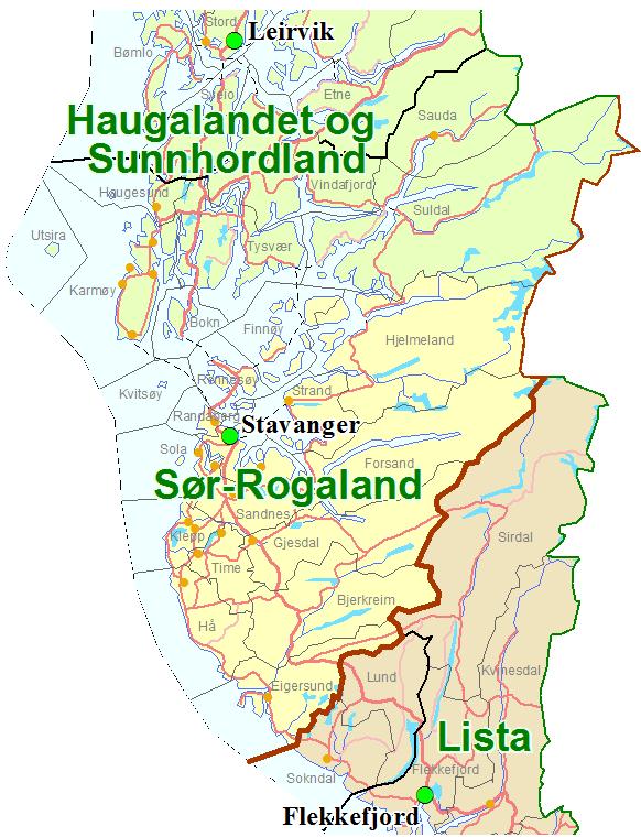 Jordskifterettene i Rogaland Sør-Rogaland jordskifterett (Stavanger), 16 kommuner.