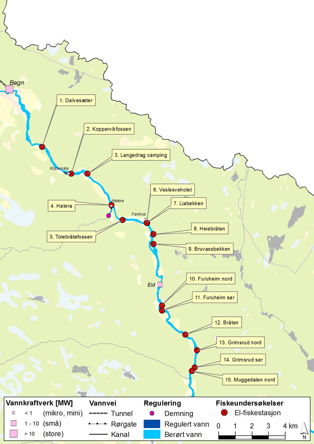 Figur 1: Kart som viser el-fiskestasjoner i