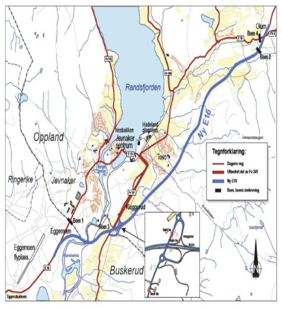 6.6 Bompengefinansiering Vegprosjektet Ny E16, Eggemoen-Olum skal finansieres av statlige midler og ved innkreving av bompenger. Bompengeandelen utgjør 57% av den totale finansieringen.