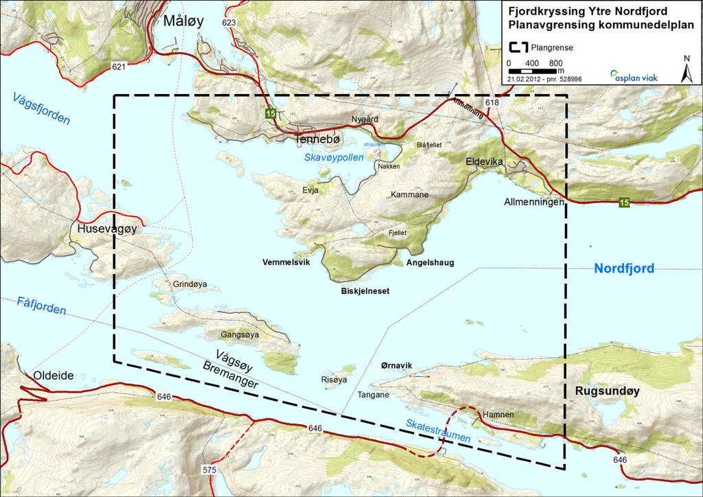 Planprogram høyringsutkast 18 4 PLANOMRÅDET I DAG 4.1 Lokalisering Planområdet er lokalisert på kysten av Sogn og Fjordane, ved innløpet til Nordfjorden.