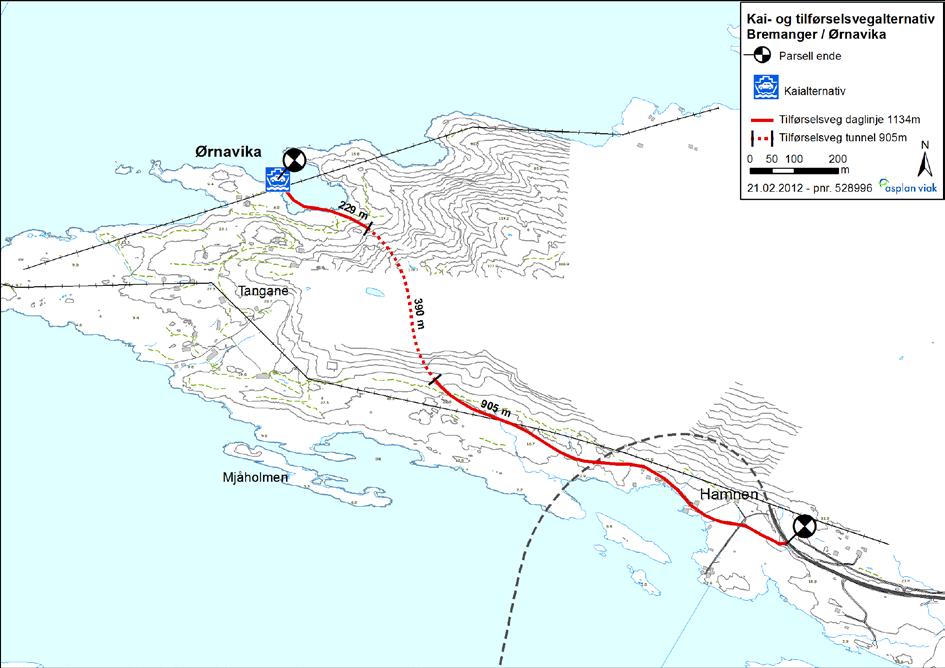 Planprogram høyringsutkast 30 6.3 Delstrekning 2: Ørnavika fv. 616 (Bremanger kommune) På Rugsundøy ligg det føre berre eitt alternativ.