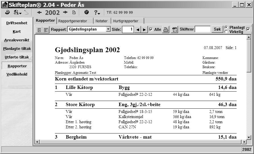 ved kontroll eller i forbindelse med KSL Notater Blyant knappen får fram notatsider hvor vi kan skrive inn ting av betydning. Årlige notater følger det aktuelle året.