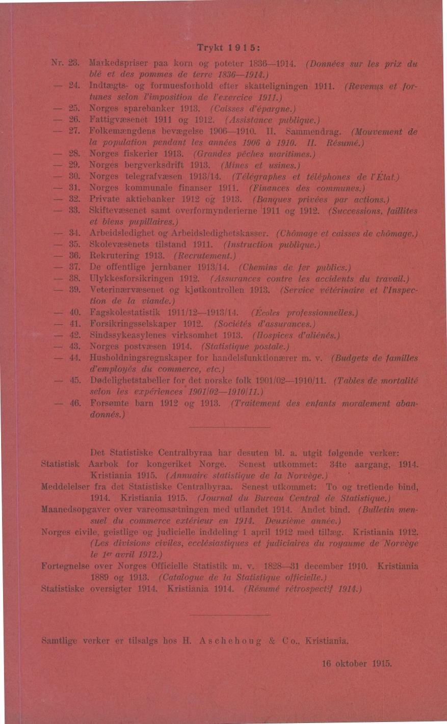 Trykt 9 : Nr.. Markedspriser paa korn og poteter 89. (Données sur les prix du blé et des pommes de terre 89.). Indtægts og formuesforhold efter skatteligningen 9.