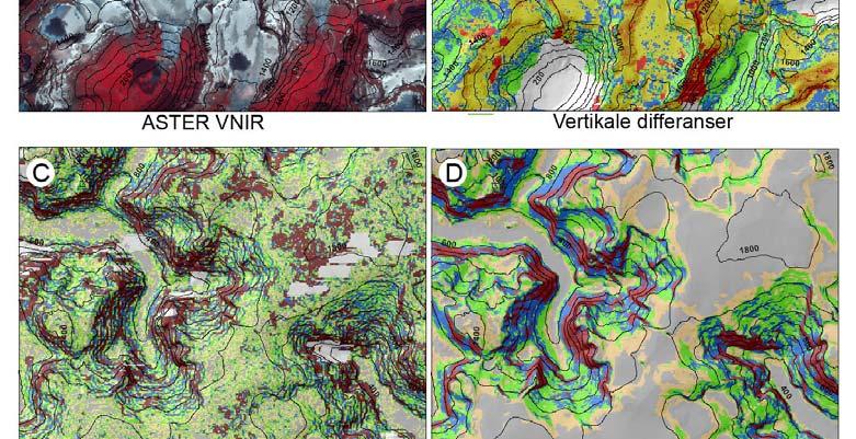 av ASTER-scenen over Jostedalsbreen som ble brukt til