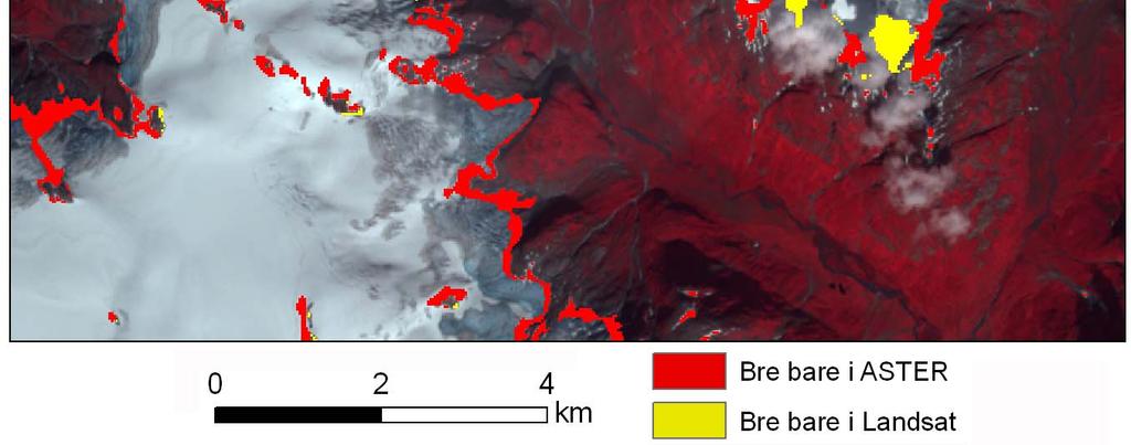 24 vises et utsnitt av Hurrungane fra Landsat TM-scenen over Jotunheimen, som er et område med alpin karakter.