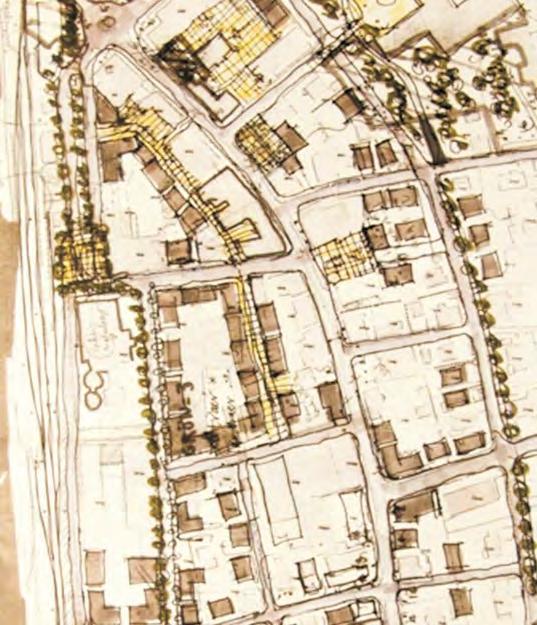 Første planskisse fra plansmia: Til folkemøtet den første plansmiedagen ble det utarbeidet en første planskisse basert på konklusjonene i workshopen som ble avholdt 6. januar 2011.