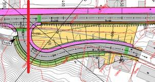 Grunnvannstanden er målt til å ligge 1,35-4,5 m under terreng i området. Snitt i profil 370 for fv.