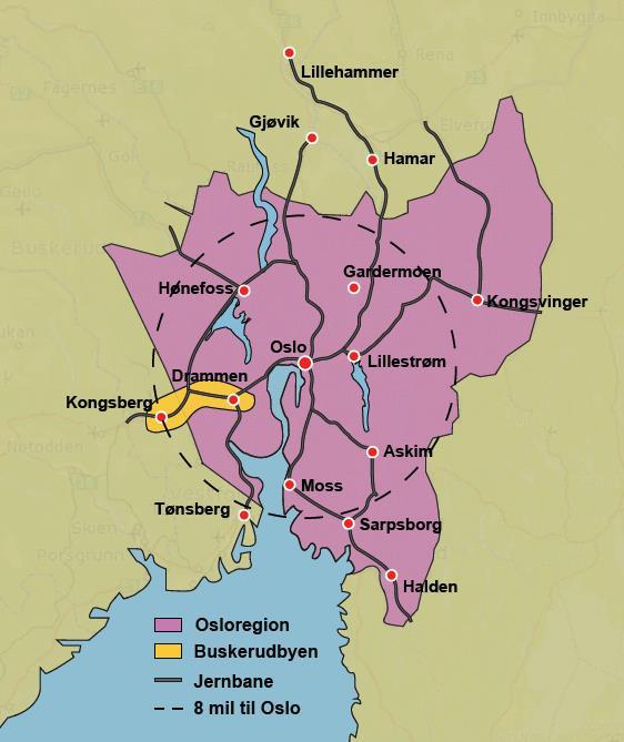 Buskerudbyen er en del av det felles bo- og arbeidsmarkedet i Oslo-regionen 14.