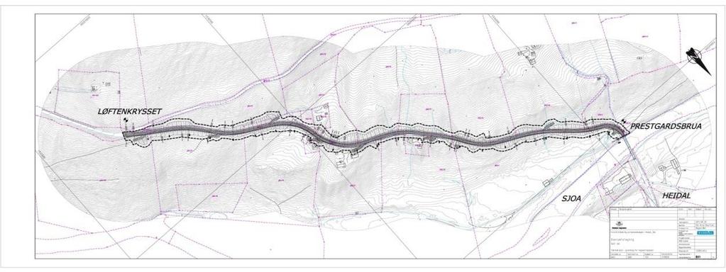 Figur 1: Varslet planavgrensing 3.4 Trafikkareal Det er utarbeidet en teknisk plan som grunnlag for reguleringsplanen.