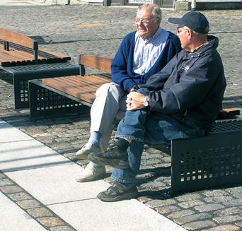 Det skal ikke være nødvendig å vedlikeholde ved bruk av oljer el.l. Bryggeutsiden (skjørtet), selve promenadedekket og møbleringen glir inn i hverandre ved bruk av samme materiale, men med forskjellig overflatebehandling.