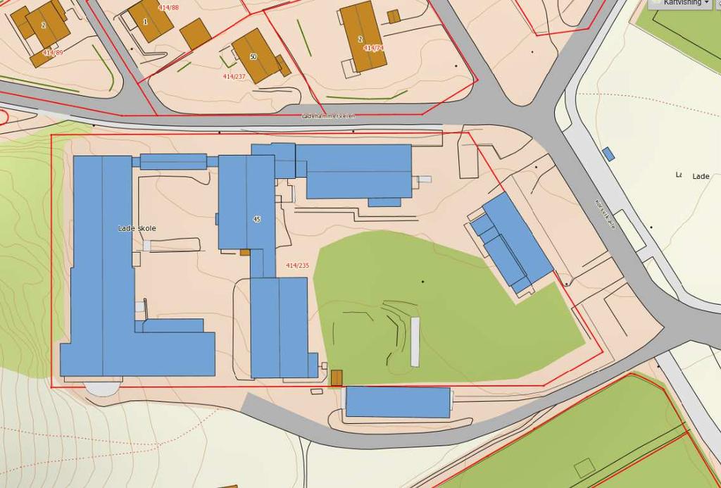 10 LADE SKOLE, TRONDHEIM KOMMUNE, MILJØTEKNISK RAPPORT OG TILTAKSPLAN 2 Lokalitetsbeskrivelse Området ligger på Lade, og benyttes som barneskole med undervisningsbygg/kontorer/gymsal/ svømmehall.