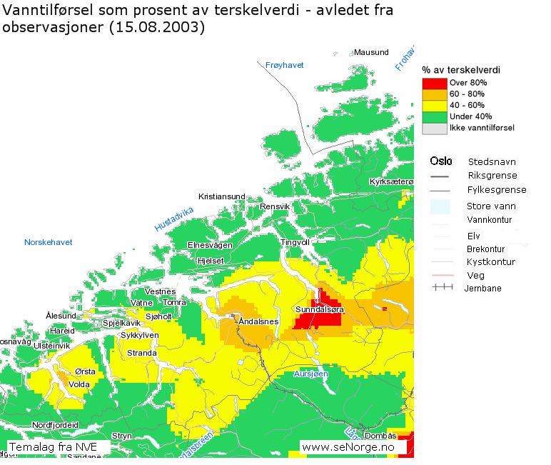 no Terskelverdi: Vanntilførsel siste døgn