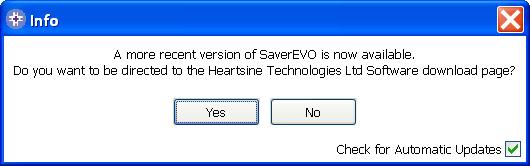 Merk at installering av Saver EVO på nytt, vil gjeninnsette programvarens standard-passord. Denne handlingen vil imidlertid ikke fjerne noe av den informasjon som tidligere er blitt lagret.